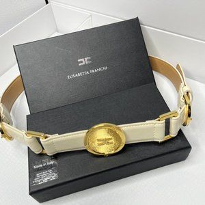 Elislabetta Franchi Italian Made Gorgeous Gold and Tan Belt. XS - US 2 - EU 40